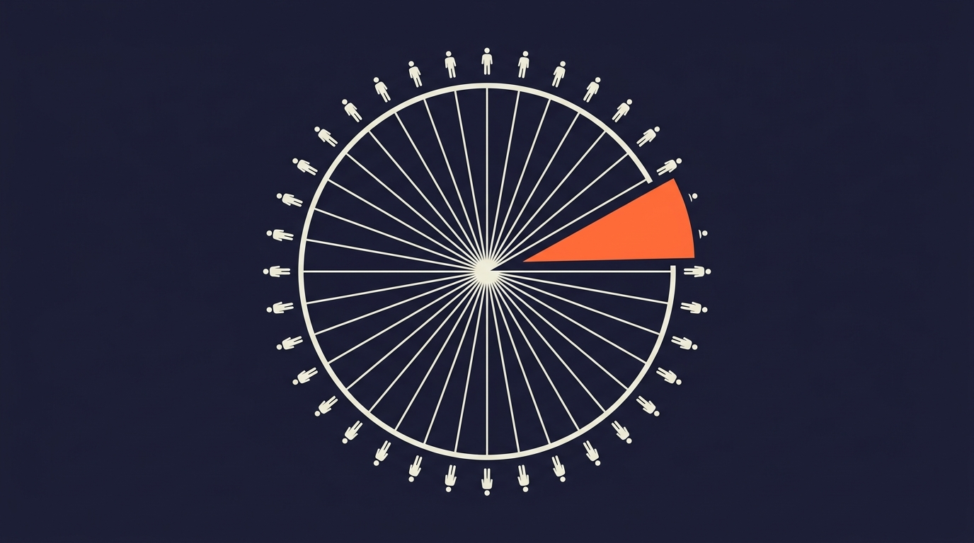A clock face divided into thirty thin slivers, one sliver highlighted