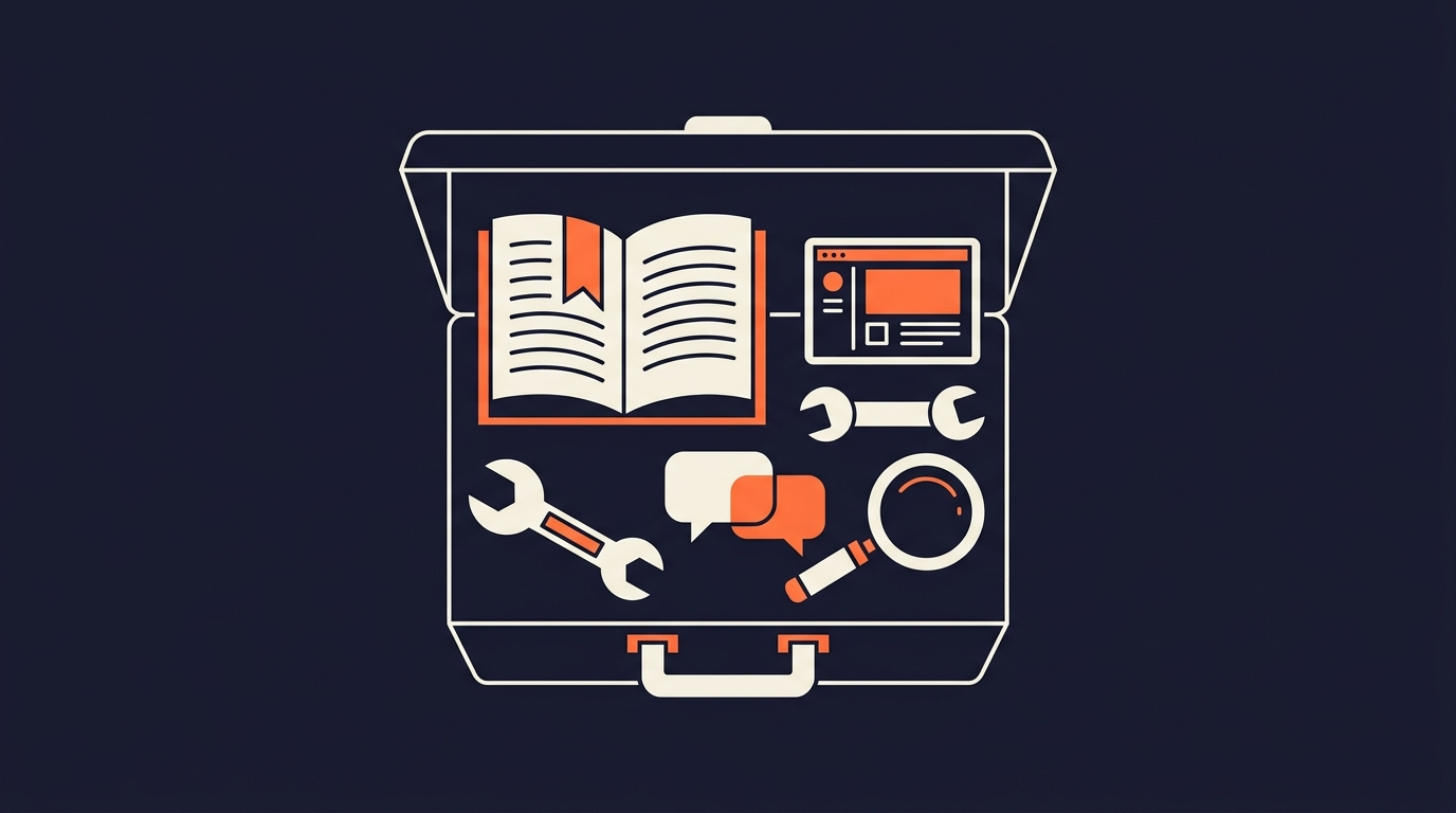 An open toolkit holding several different learning instruments